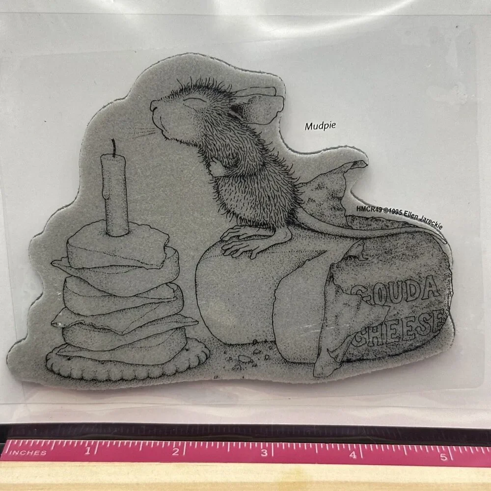 House Mouse Stamp GOUDA WISH Cheese Mudpie Mice Birthday Rubber hard to find
